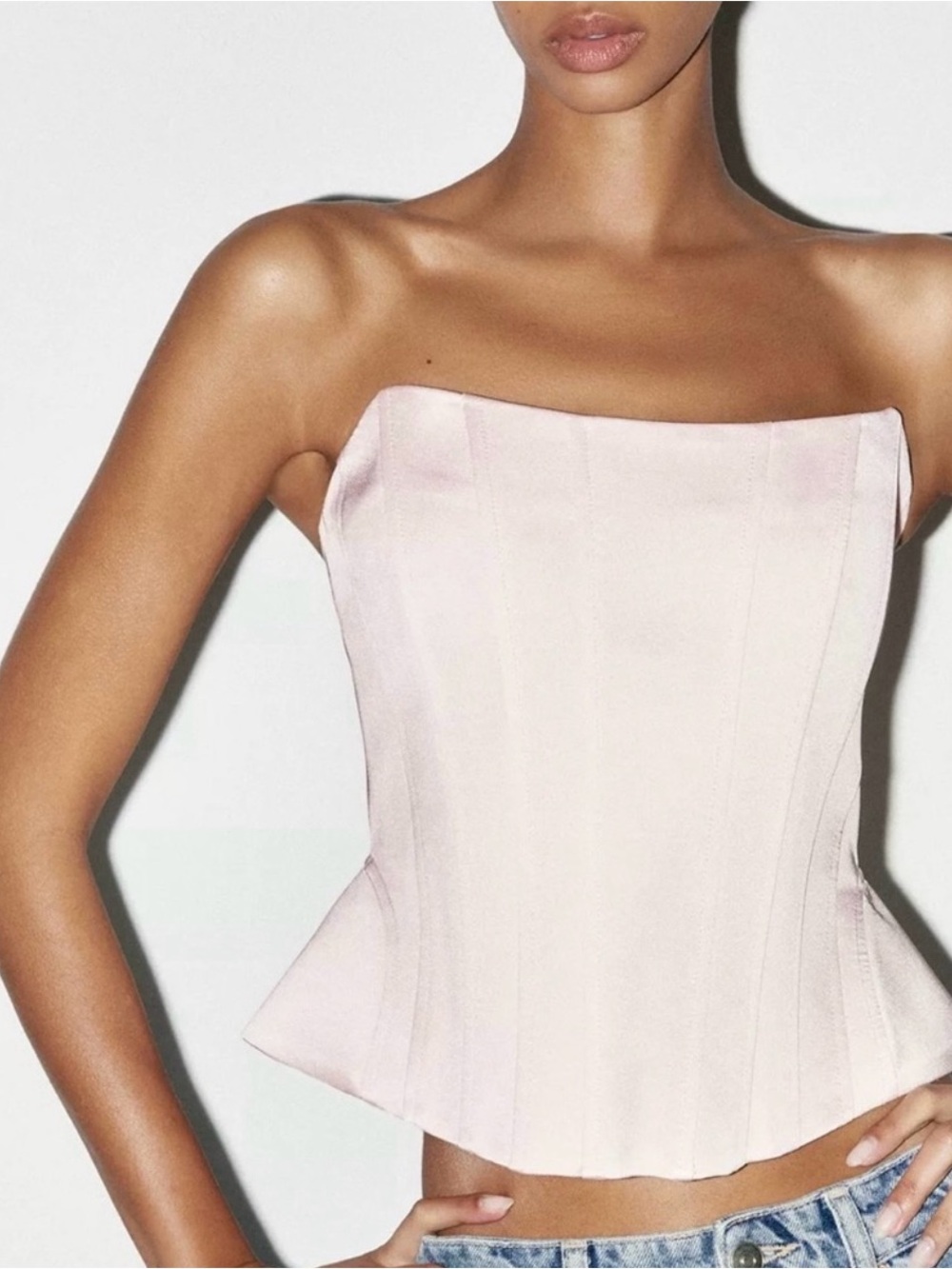 NWOT ZARA Strapless Blush Corset Top